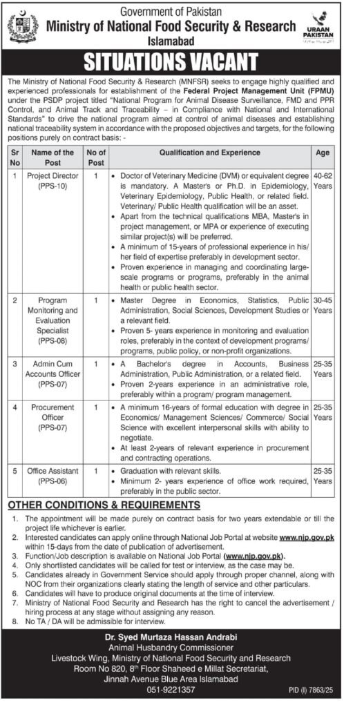 Ministry of National Food Security and Research Jobs