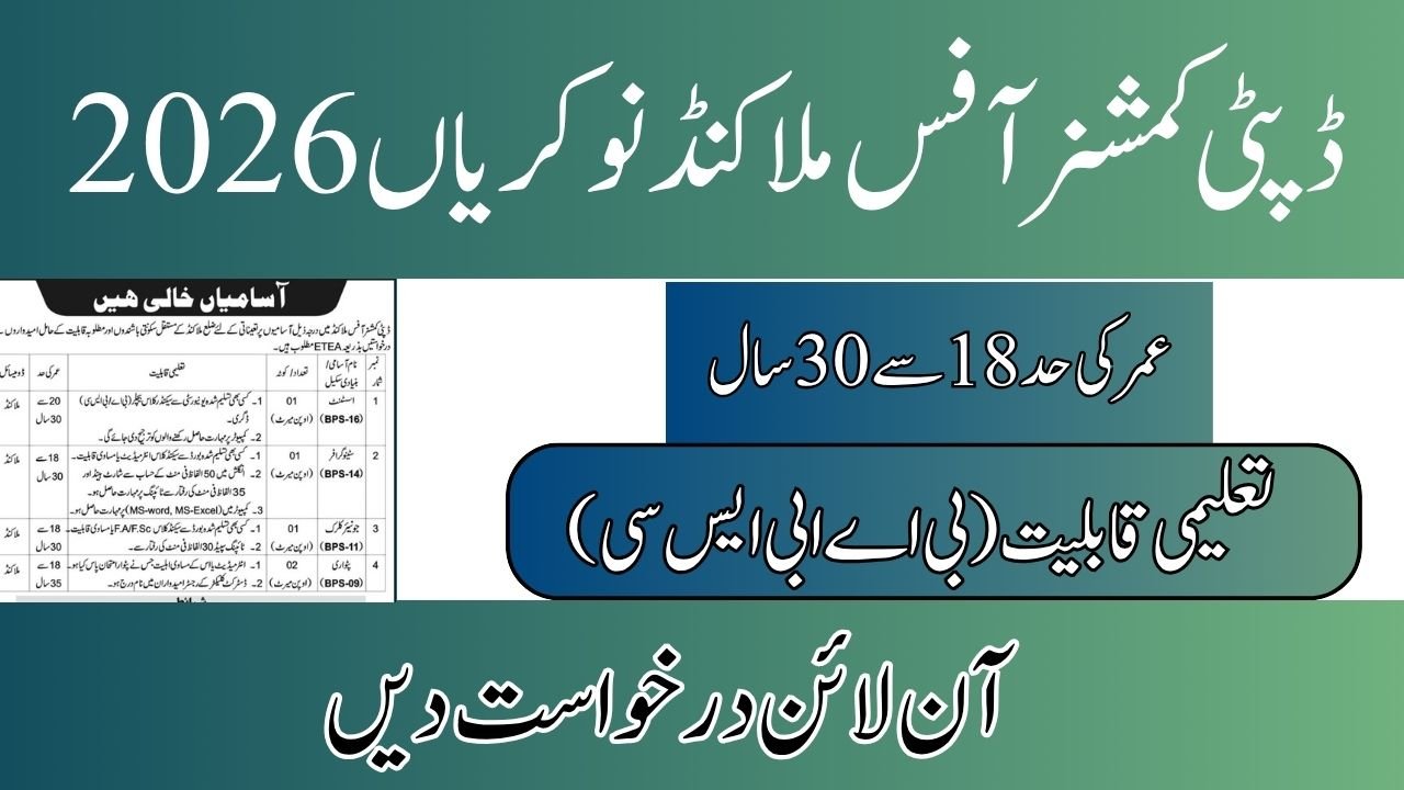 DC Office Malakand Jobs 2026