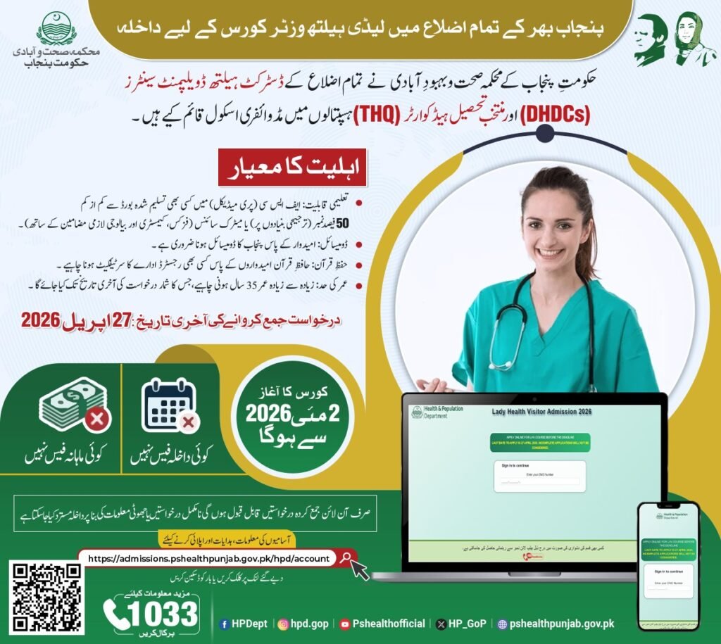 Lady Health Visitor (LHV) Admissions Punjab 2026