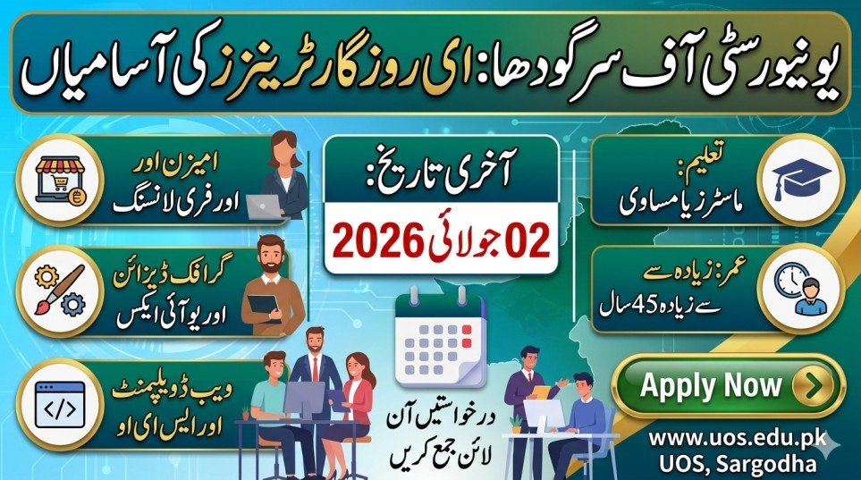 University of Sargodha UOS E-Rozgaar Jobs 2026: Apply Online for Trainer Vacancies